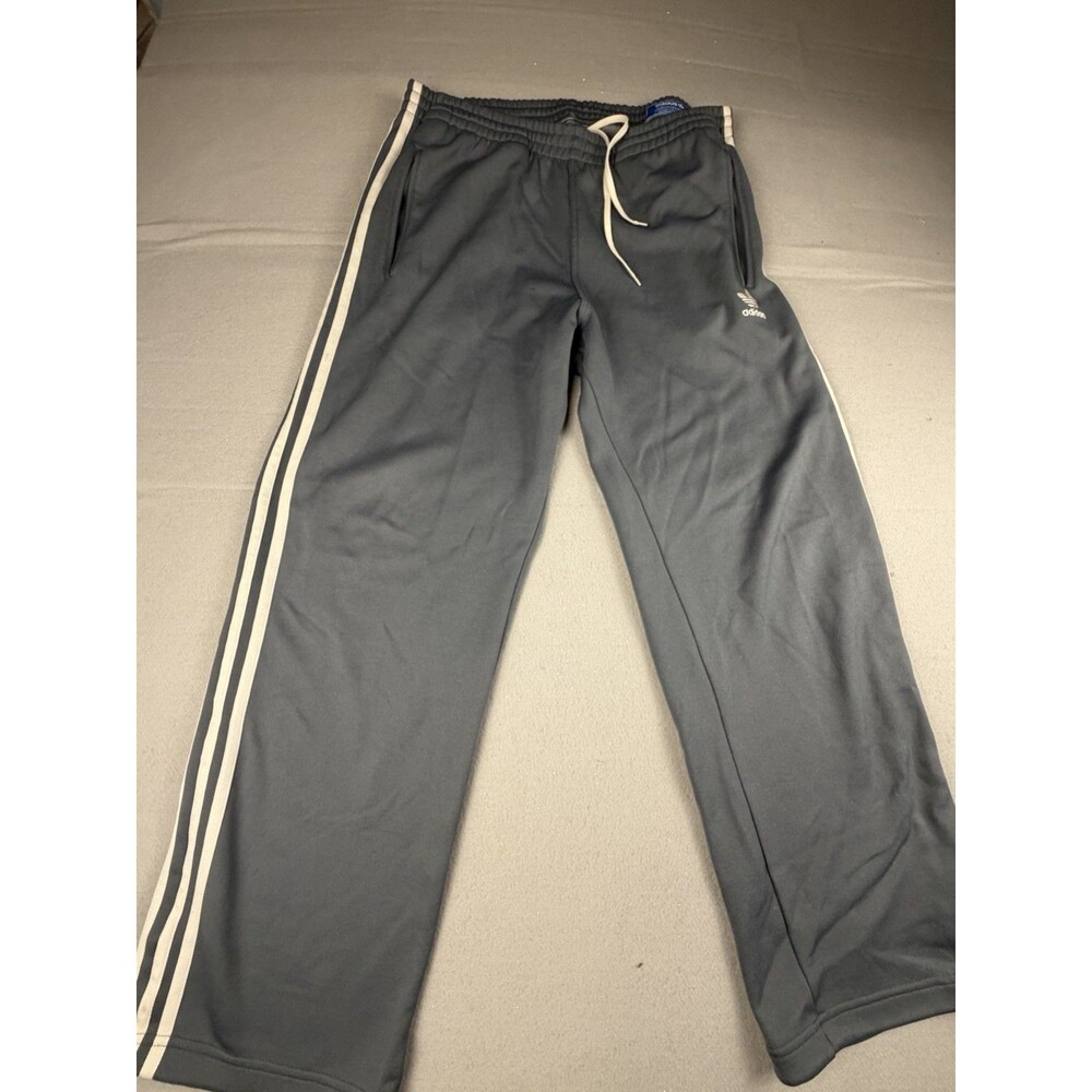 adidas Originals Men's Gray Track Pants M 3-Stripes Pockets Drawstring